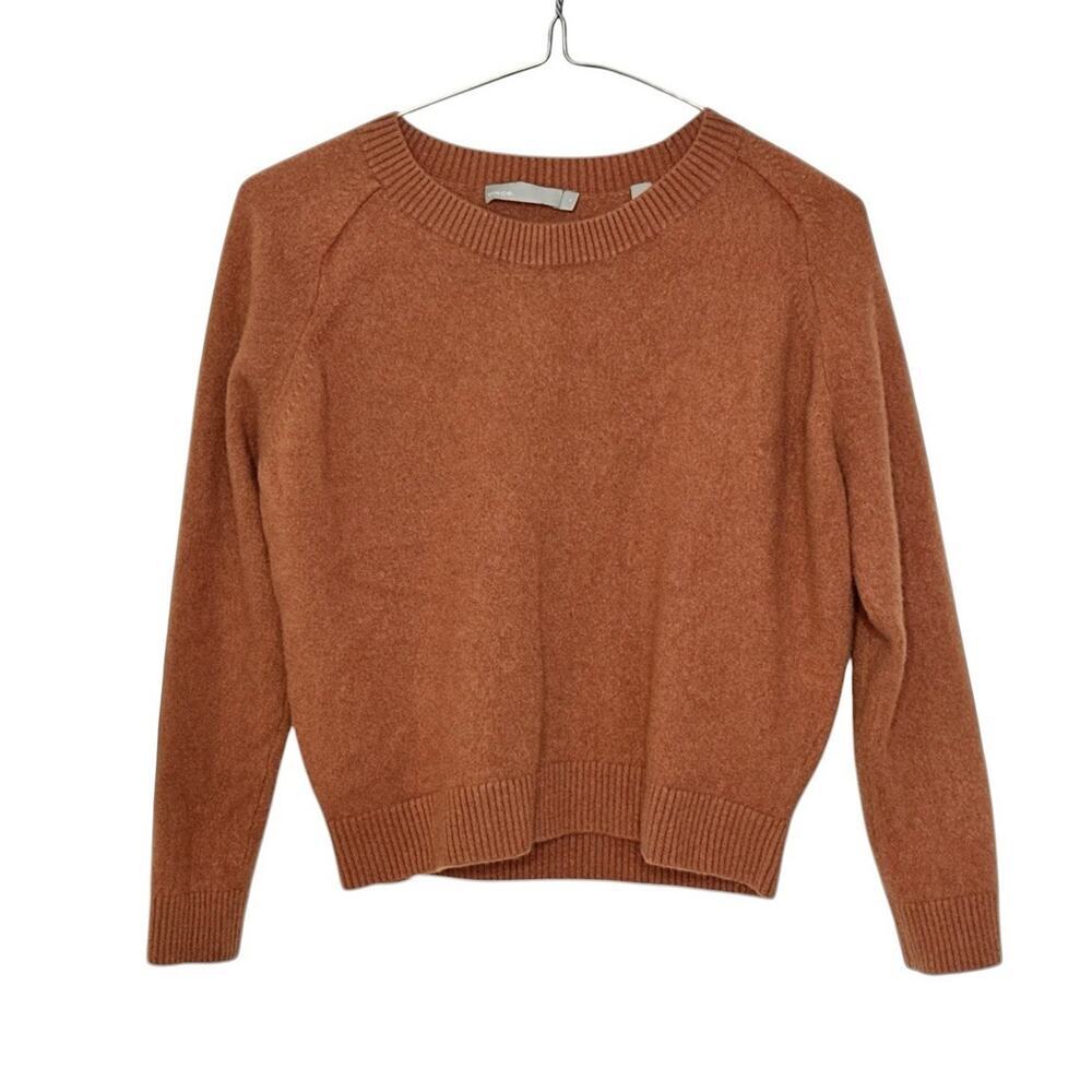 VINCE Cashmere Burnt Orange Crew Neck Cropped Luxuriously Soft Luxe Size XS - Picture 2 of 9